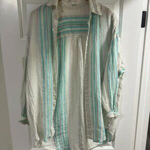 Vitamin A Swim Cover Up Linen Oversized Button Down
